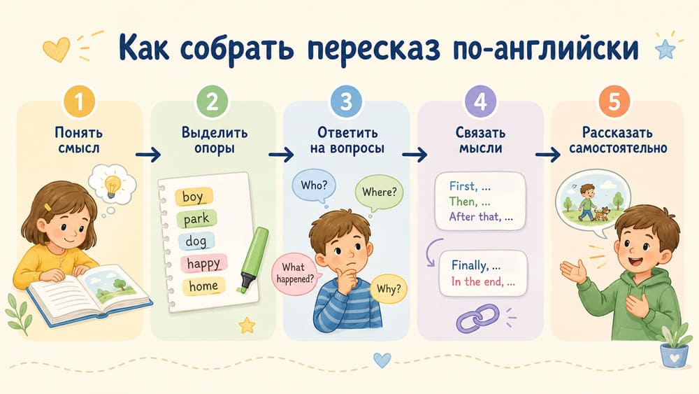 Пять шагов для пересказа текста по-английски