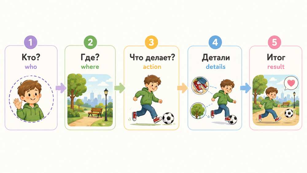 Пять шагов описания картинки по-английски: кто, где, действие, детали и итог