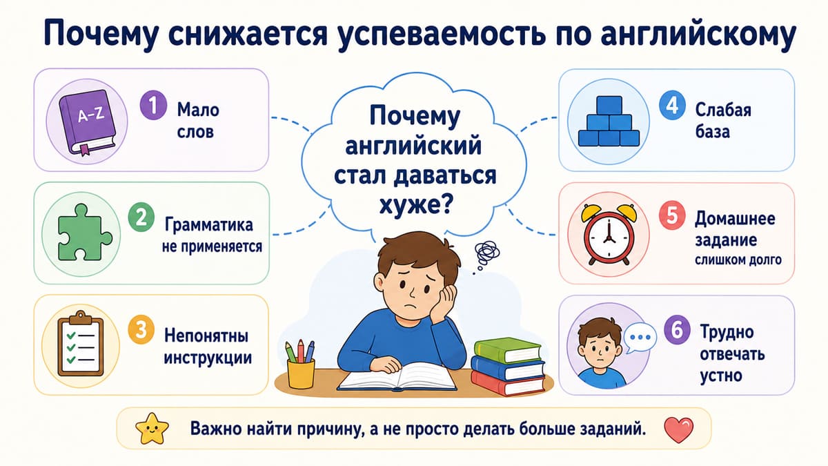 Основные причины снижения успеваемости по английскому языку