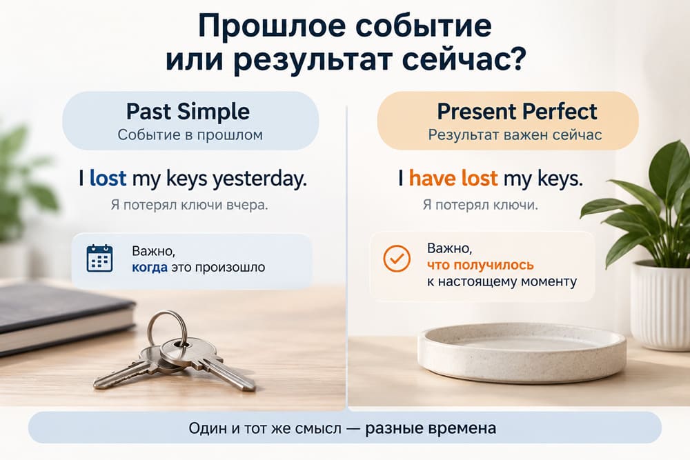 Схема выбора времени в английском языке по смыслу действия