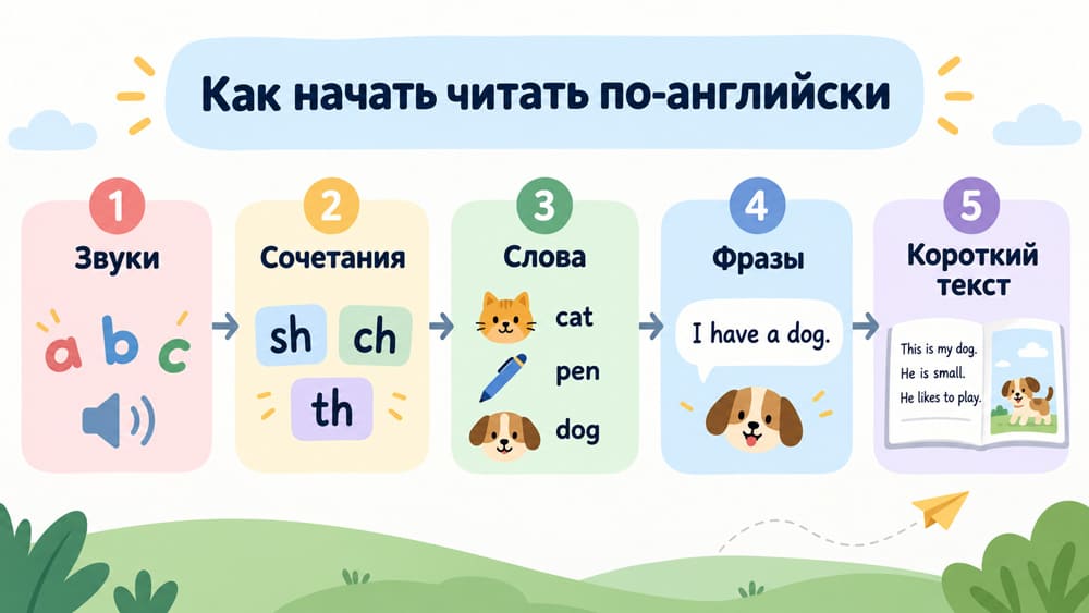 Пять шагов от звуков и буквосочетаний к чтению короткого текста на английском языке